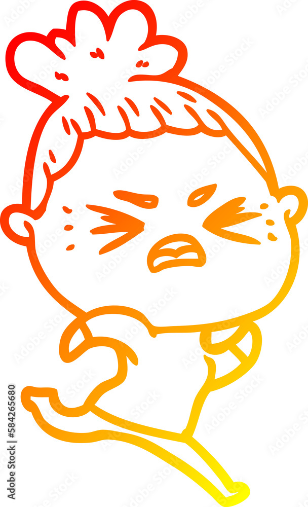 warm gradient line drawing cartoon angry woman warm gradient line drawing cartoon angry woman