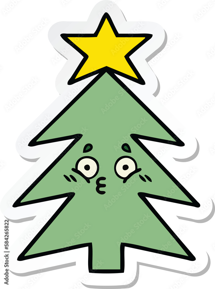 sticker of a cute cartoon christmas tree sticker of a cute cartoon christmas tree