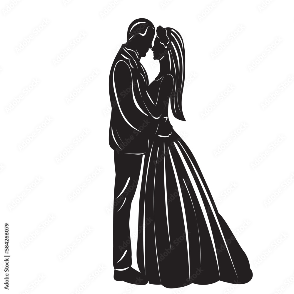 bride and groom, wedding beautiful silhouette isolated bride and groom, wedding beautiful silhouette isolated