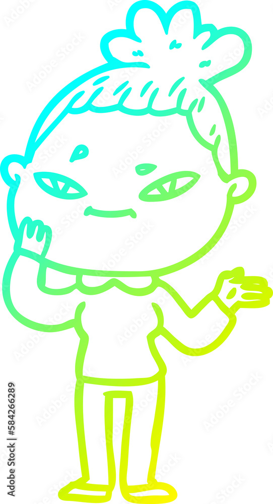 cold gradient line drawing cartoon woman cold gradient line drawing cartoon woman