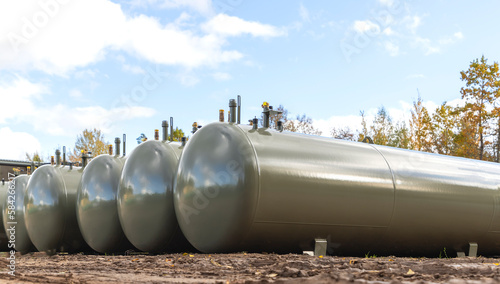 Underground, ground storage tank for liquefied gas.