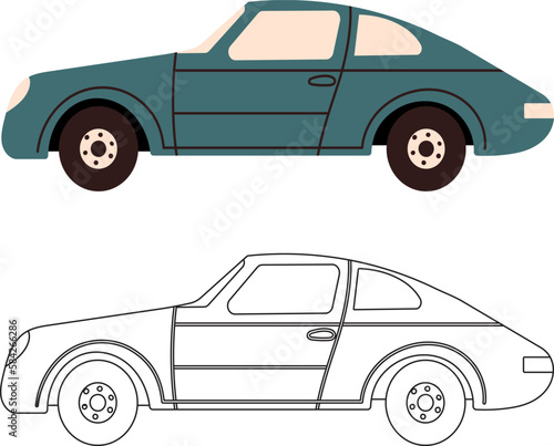 car kids coloring book for boys isolated