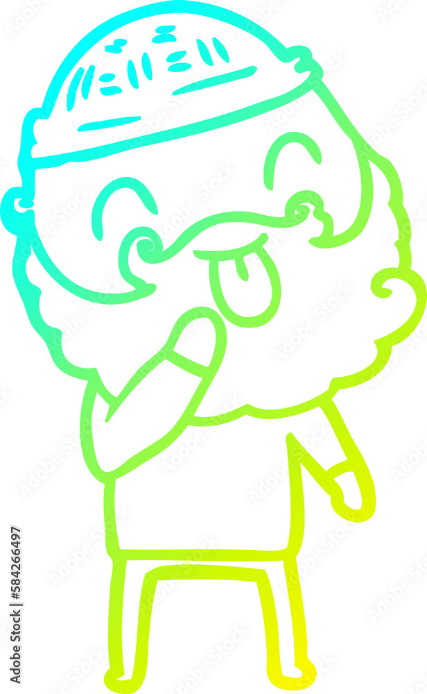 cold gradient line drawing man with beard sticking out tongue cold gradient line drawing man with beard sticking out tongue