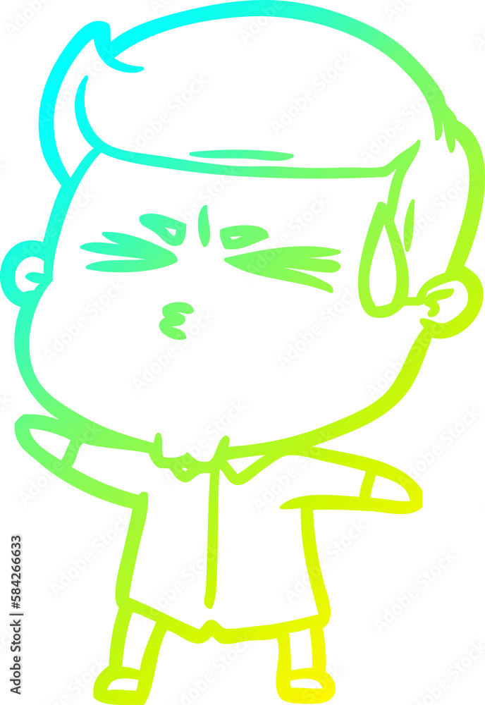 cold gradient line drawing cartoon man sweating cold gradient line drawing cartoon man sweating