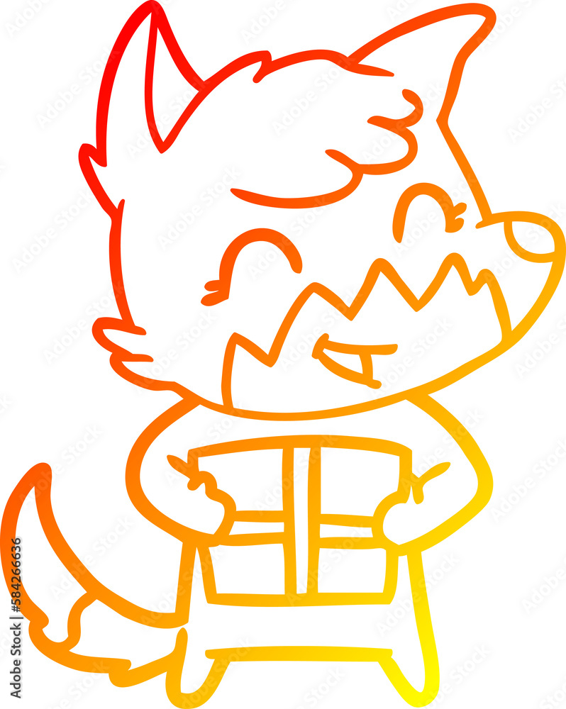warm gradient line drawing happy cartoon fox warm gradient line drawing happy cartoon fox