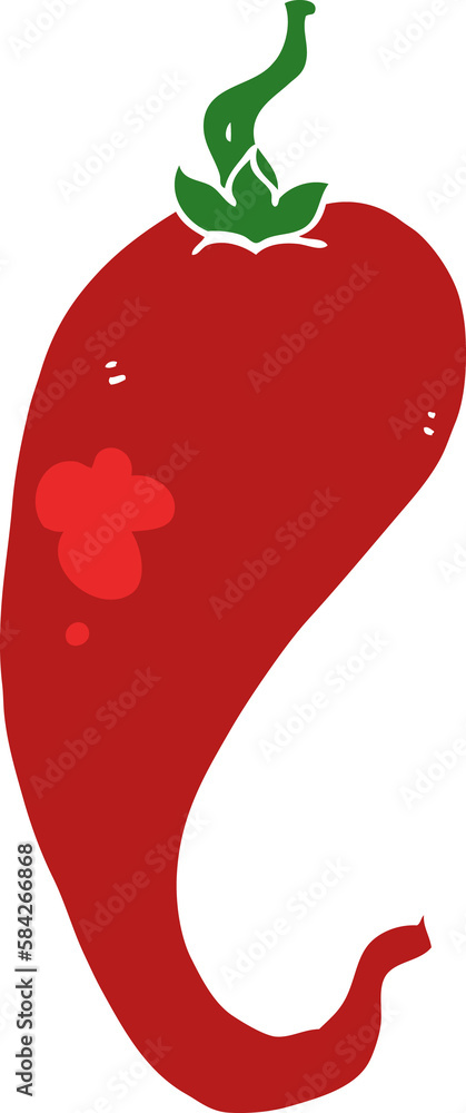 flat color style cartoon chili pepper