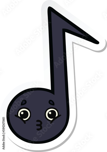 sticker of a cute cartoon musical note