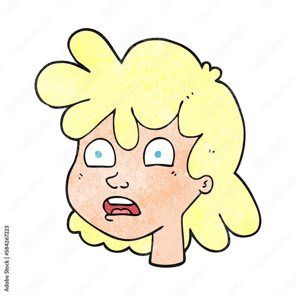 textured cartoon female face textured cartoon female face