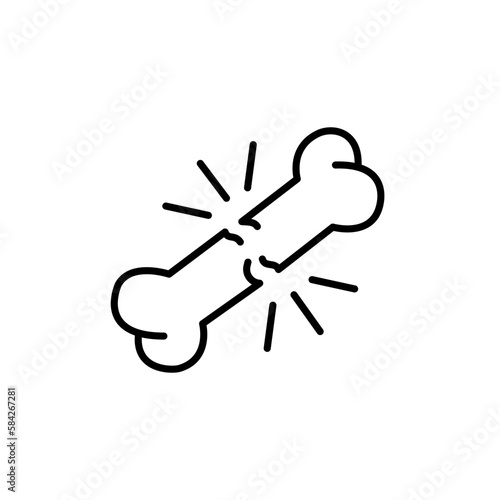 Simple broken bone line icon. Symbol and sign vector illustration design. Editable Stroke. Isolated on white background