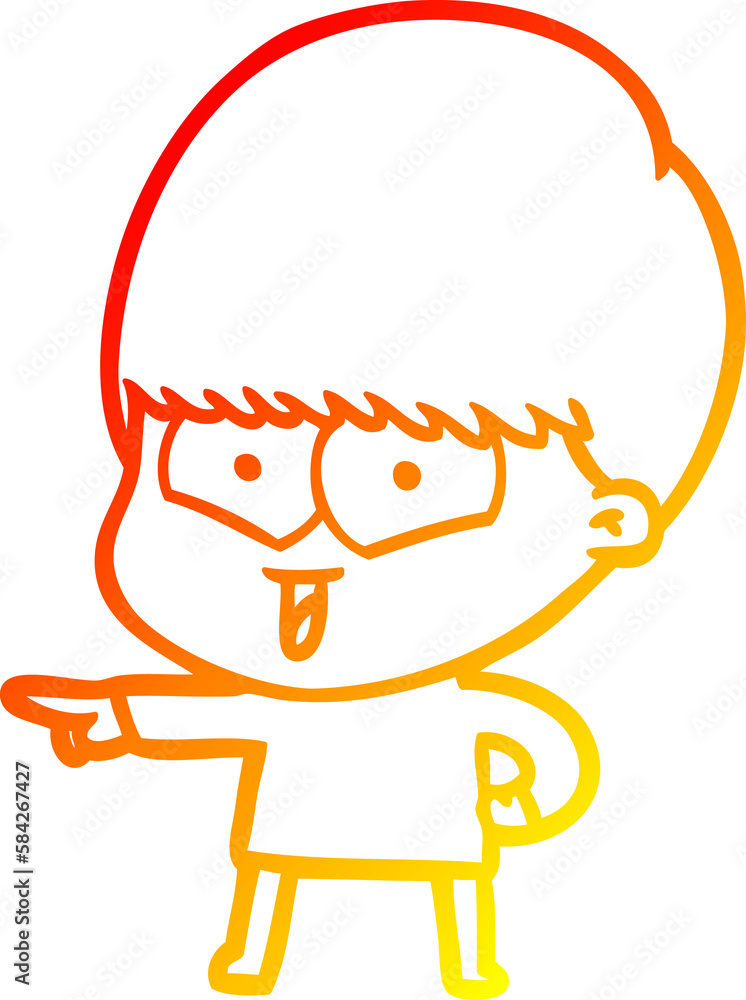 warm gradient line drawing cartoon happy boy warm gradient line drawing cartoon happy boy