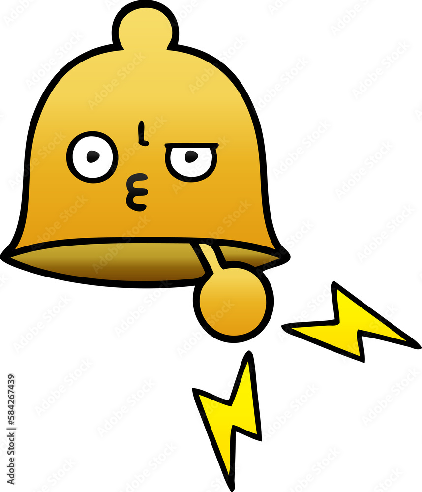 gradient shaded cartoon ringing bell gradient shaded cartoon ringing bell