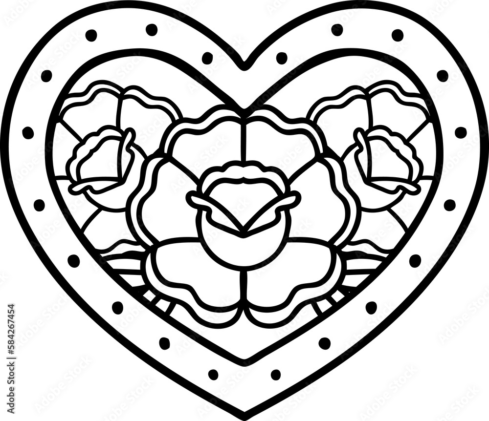 black line tattoo of a heart and flowers black line tattoo of a heart and flowers