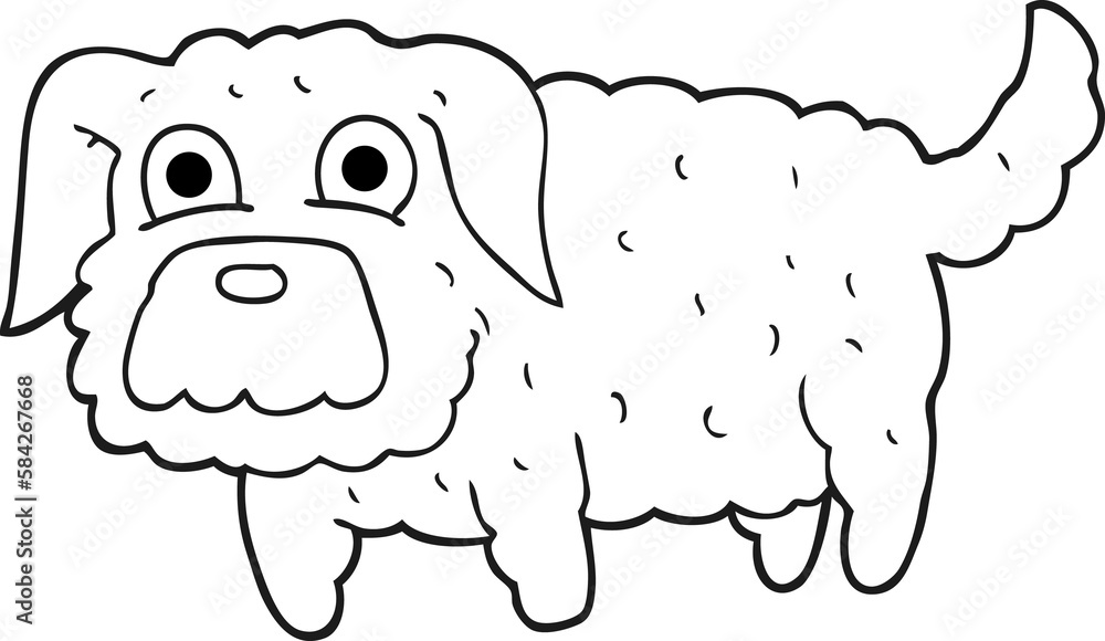 black and white cartoon small dog black and white cartoon small dog