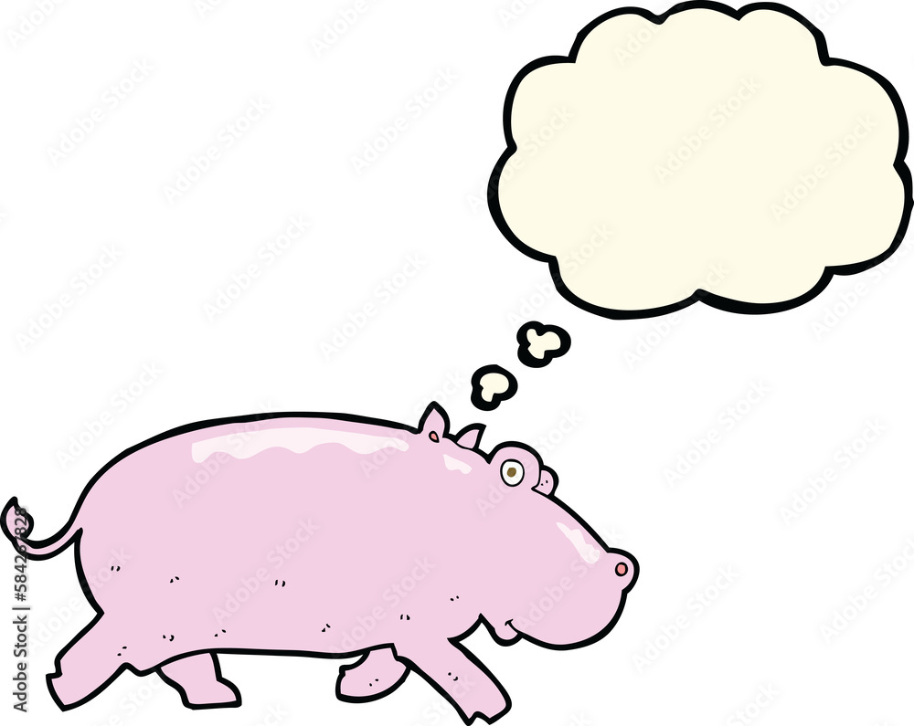 cartoon hippopotamus with thought bubble cartoon hippopotamus with thought bubble