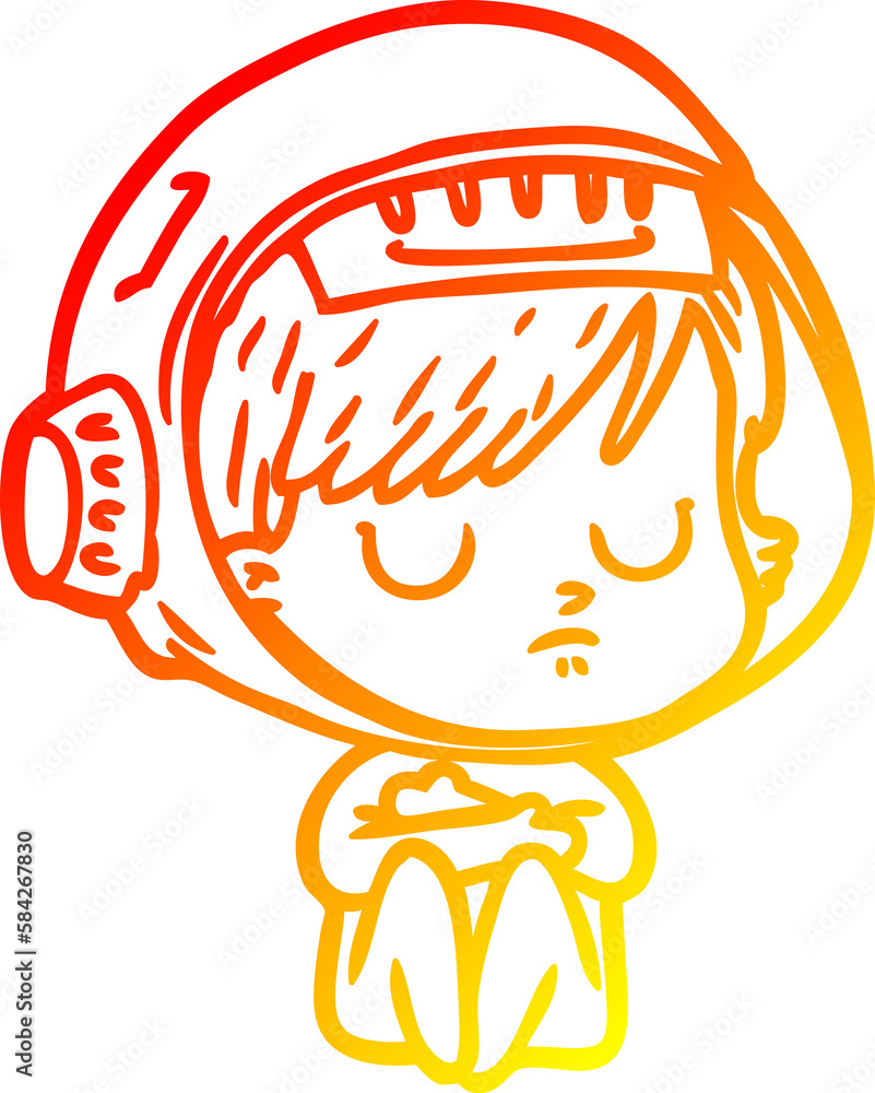 warm gradient line drawing cartoon astronaut woman warm gradient line drawing cartoon astronaut woman