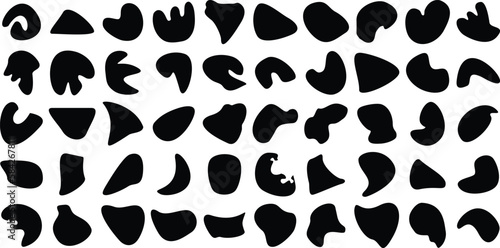 Blobs Liquid and fluid shape Black symbol pictogram symbol visual illustration Set of 50
