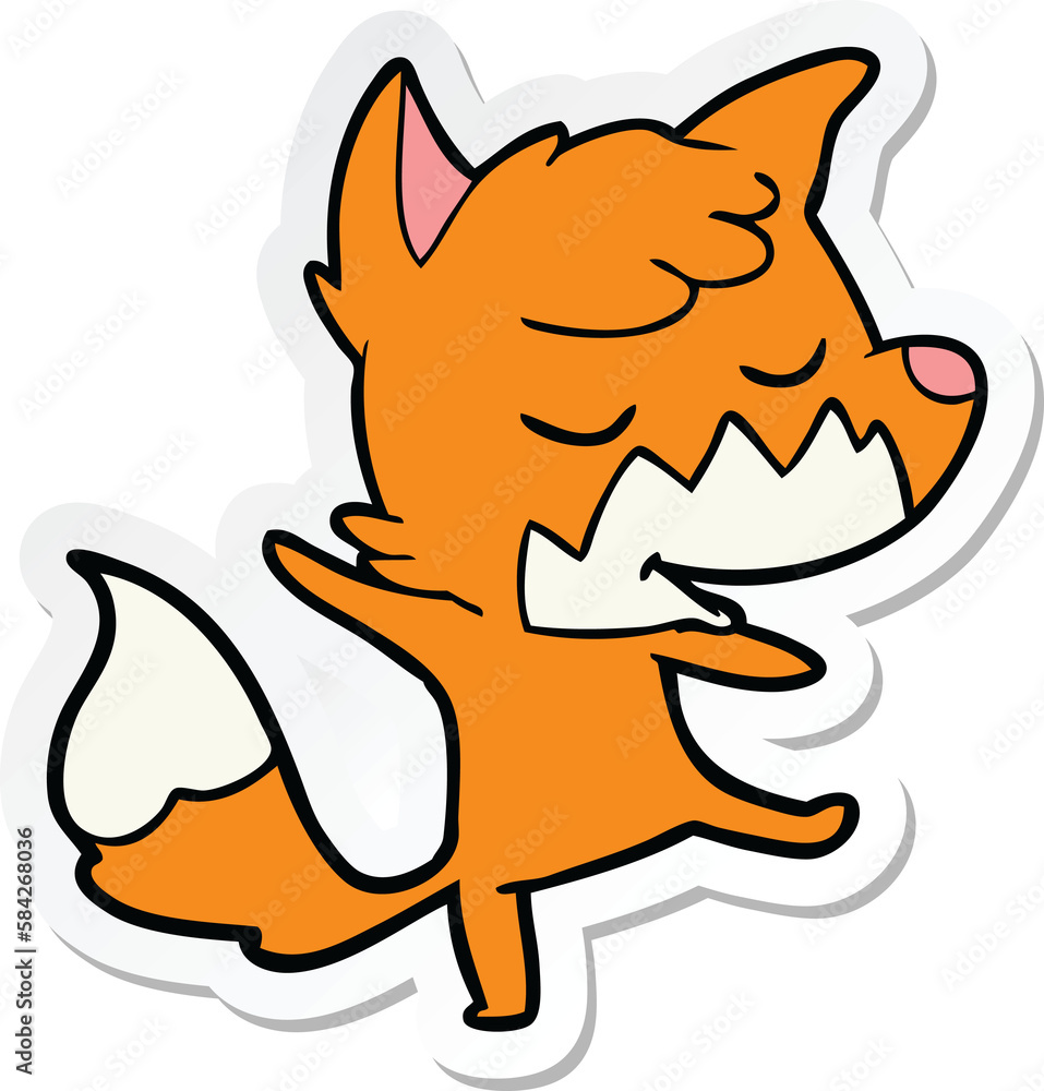 sticker of a friendly cartoon fox sticker of a friendly cartoon fox