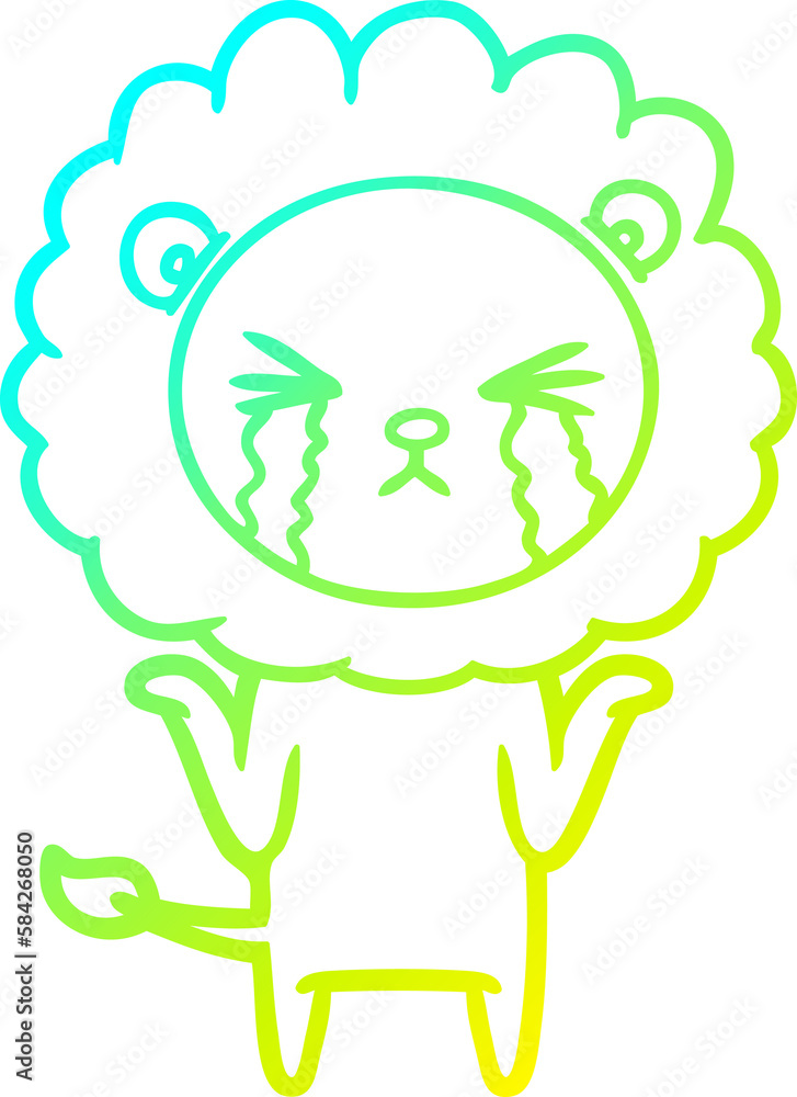 cold gradient line drawing cartoon crying lion cold gradient line drawing cartoon crying lion