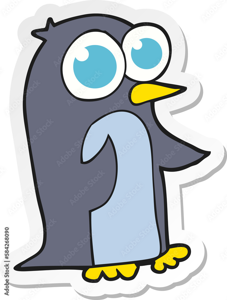 sticker of a cartoon penguin with big eyes sticker of a cartoon penguin with big eyes