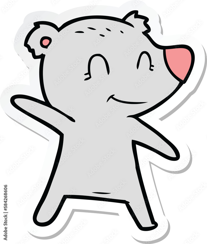 sticker of a smiling bear pointing sticker of a smiling bear pointing