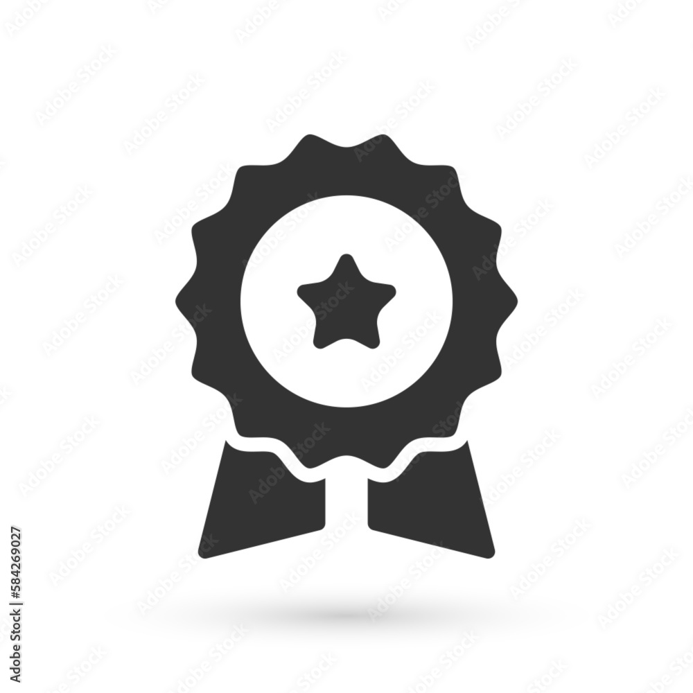 Grey Medal with star icon isolated on white background. Winner symbol. Vector Grey Medal with star icon isolated on white background. Winner symbol. Vector