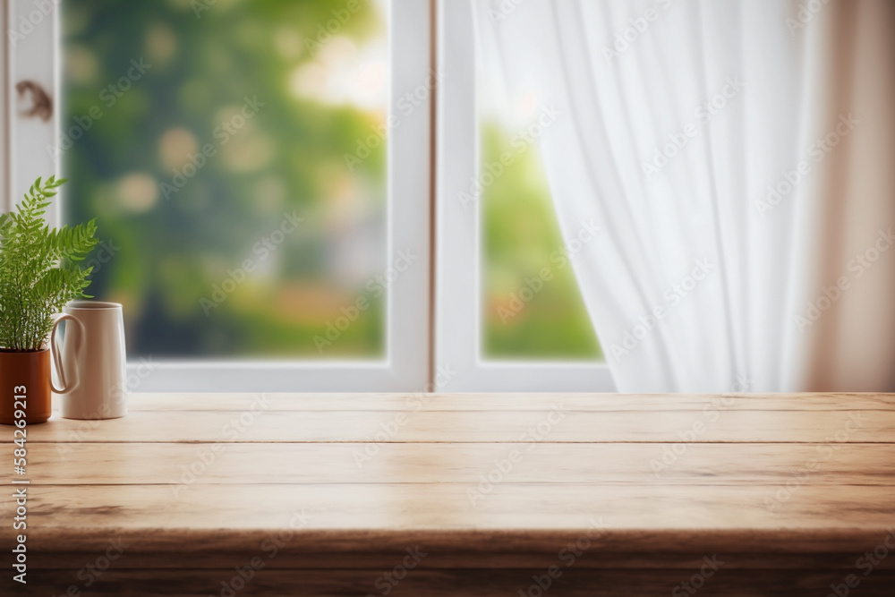The wood table top on a blurred background Counter table generative ai The wood table top on a blurred background Counter table generative ai