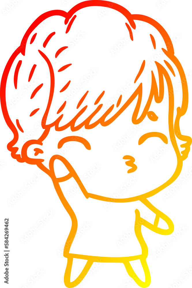warm gradient line drawing cartoon woman thinking warm gradient line drawing cartoon woman thinking