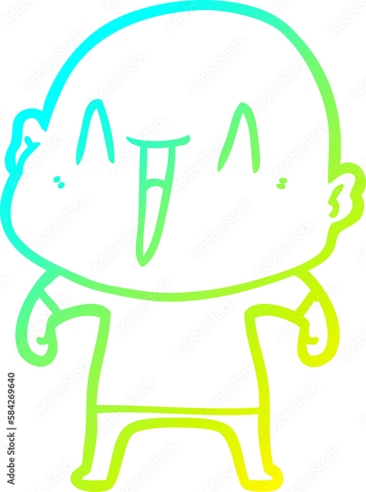 cold gradient line drawing happy cartoon bald man cold gradient line drawing happy cartoon bald man