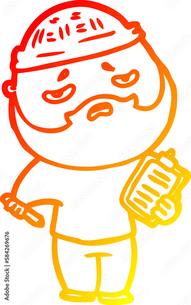 warm gradient line drawing cartoon worried man with beard warm gradient line drawing cartoon worried man with beard