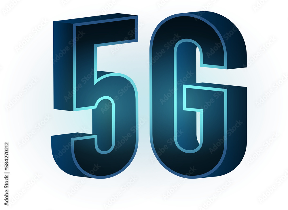 Technology digital isolated object 3D 5G text Technology digital isolated object 3D 5G text