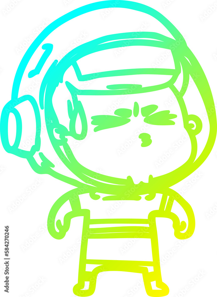 cold gradient line drawing cartoon stressed astronaut cold gradient line drawing cartoon stressed astronaut