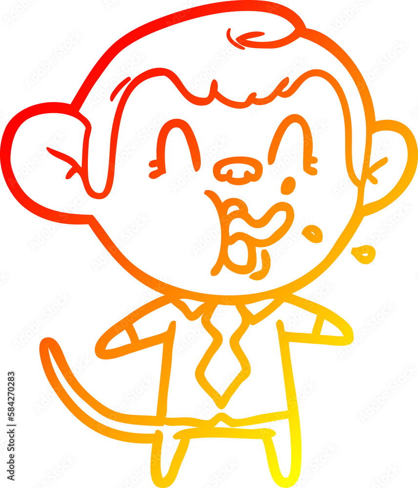 warm gradient line drawing crazy cartoon business monkey warm gradient line drawing crazy cartoon business monkey