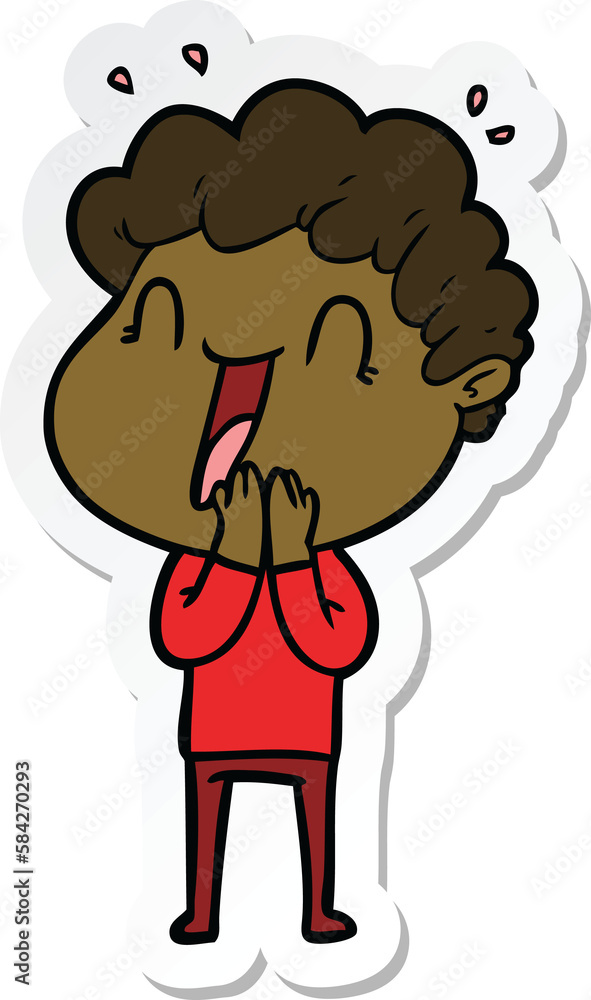 sticker of a cartoon happy man sticker of a cartoon happy man