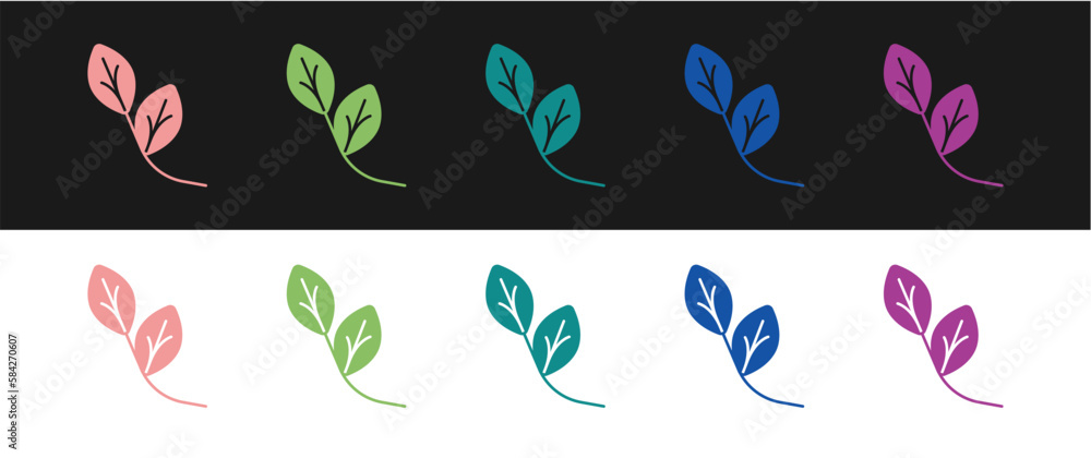 Set Leaf icon isolated on black and white background. Leaves sign. Fresh natural product symbol. Vector Set Leaf icon isolated on black and white background. Leaves sign. Fresh natural product symbol. Vector