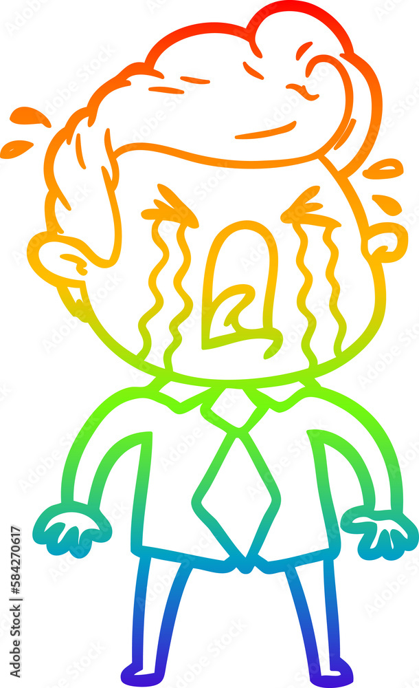 rainbow gradient line drawing cartoon crying man rainbow gradient line drawing cartoon crying man