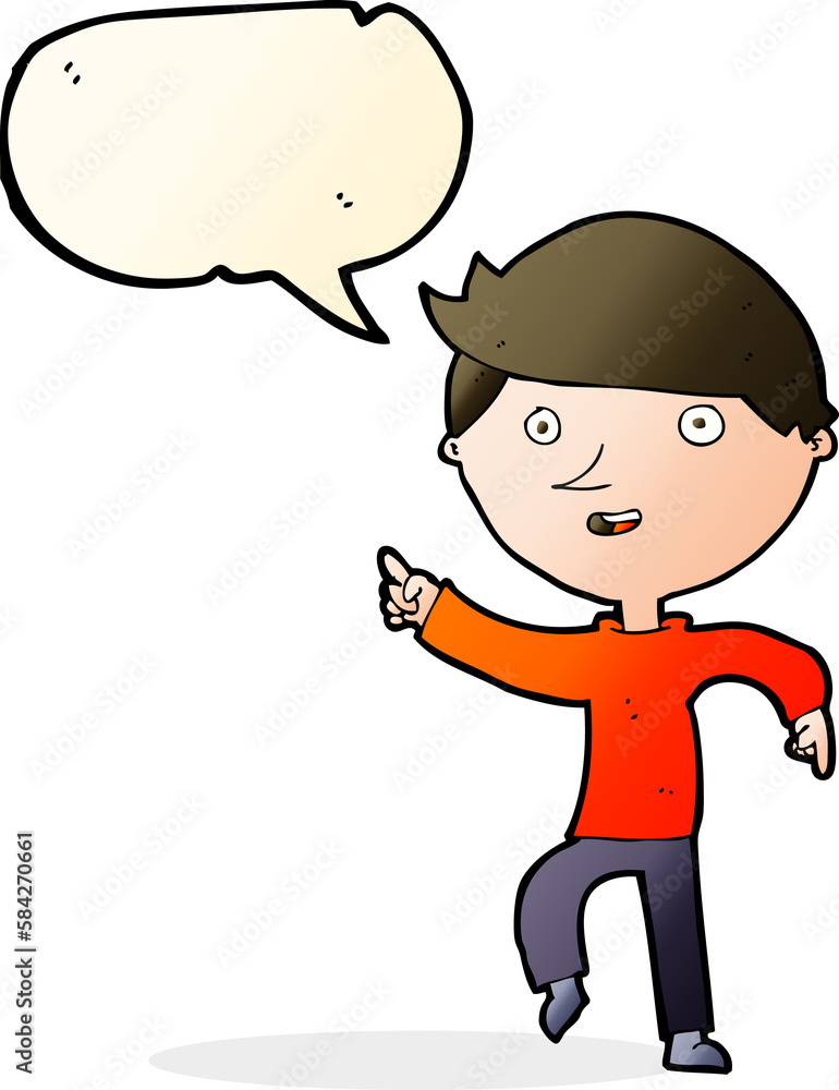 cartoon happy pointing with speech bubble cartoon happy pointing with speech bubble