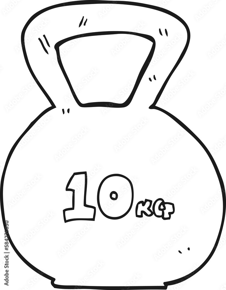 black and white cartoon 10kg kettle bell weight black and white cartoon 10kg kettle bell weight