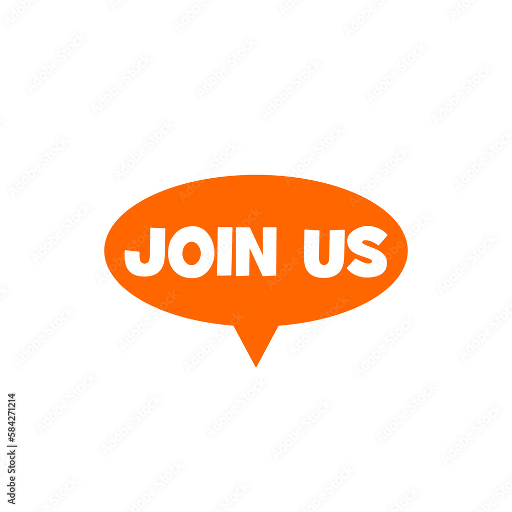 Join us label speech bubble isolated on transparent background