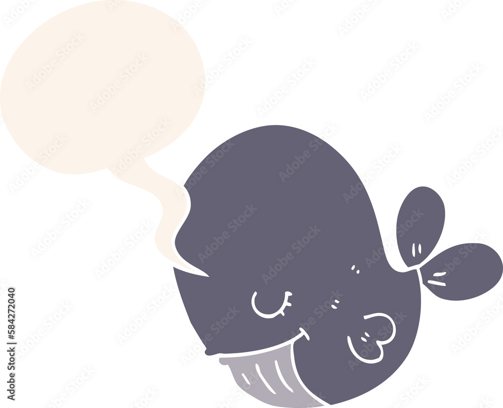 cartoon whale and speech bubble in retro style cartoon whale and speech bubble in retro style
