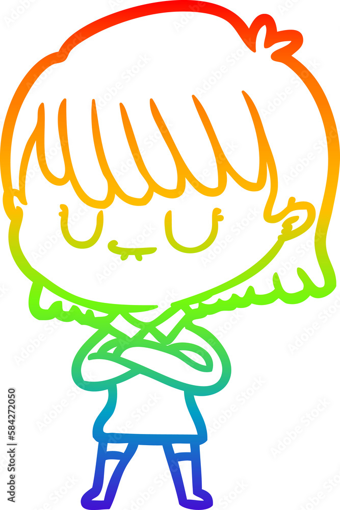 rainbow gradient line drawing cartoon woman rainbow gradient line drawing cartoon woman