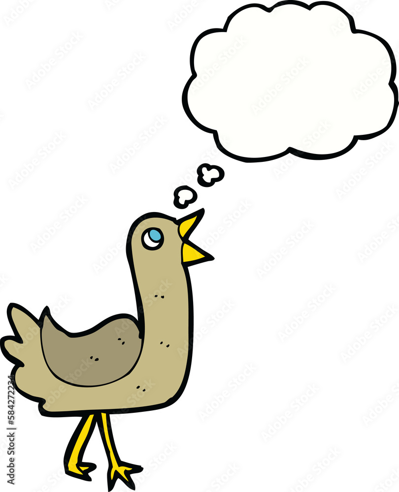 cartoon bird with thought bubble cartoon bird with thought bubble