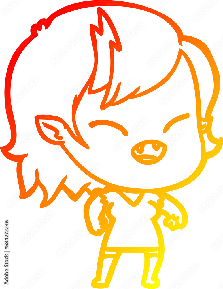 warm gradient line drawing cartoon laughing vampire girl warm gradient line drawing cartoon laughing vampire girl