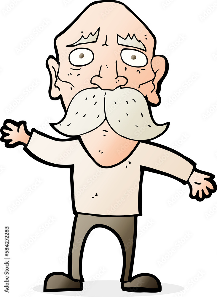 cartoon worried old man