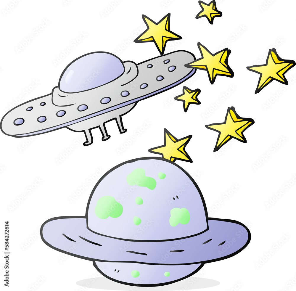 cartoon flying saucer and planet cartoon flying saucer and planet