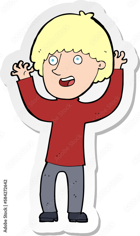 sticker of a cartoon happy boy laughing sticker of a cartoon happy boy laughing