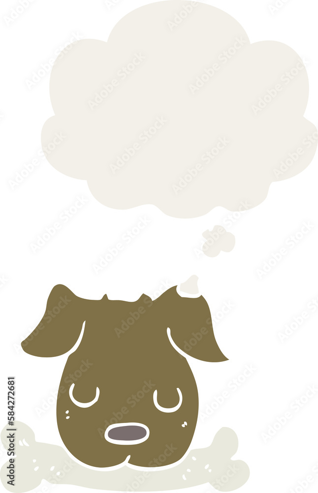 Obraz premium cartoon dog with bone and thought bubble in retro style