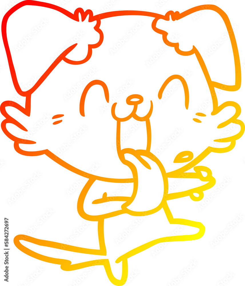 warm gradient line drawing cartoon panting dog warm gradient line drawing cartoon panting dog