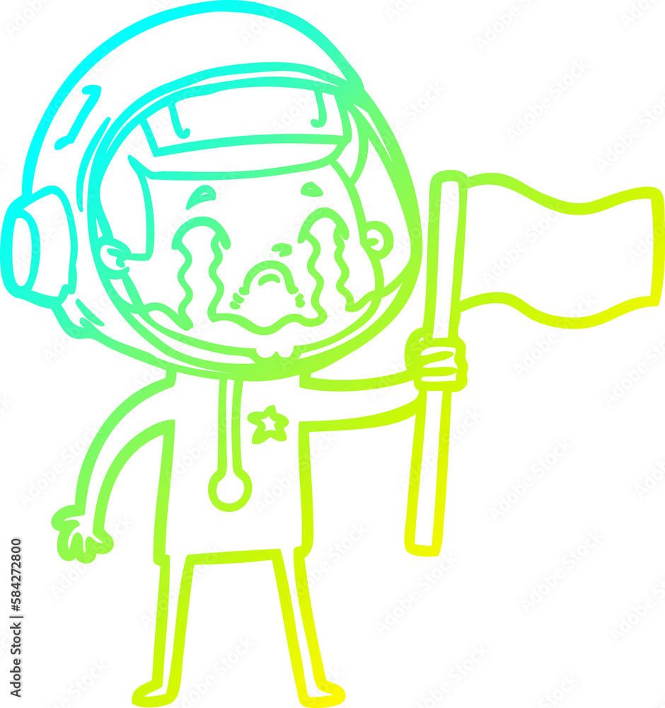 cold gradient line drawing cartoon crying astronaut cold gradient line drawing cartoon crying astronaut