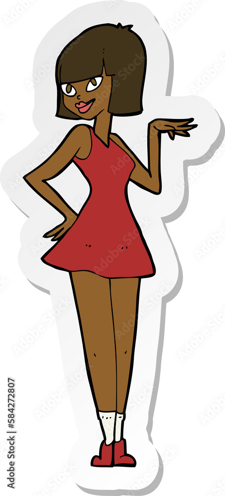sticker of a cartoon pretty woman sticker of a cartoon pretty woman