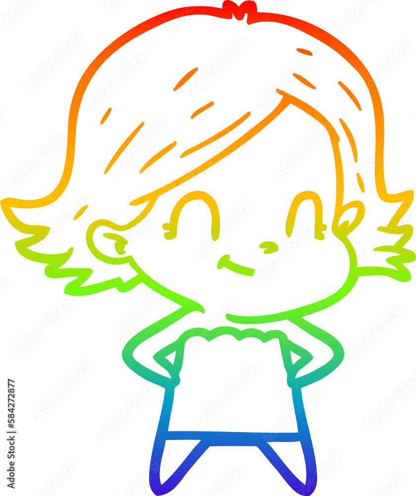 rainbow gradient line drawing cartoon friendly girl rainbow gradient line drawing cartoon friendly girl